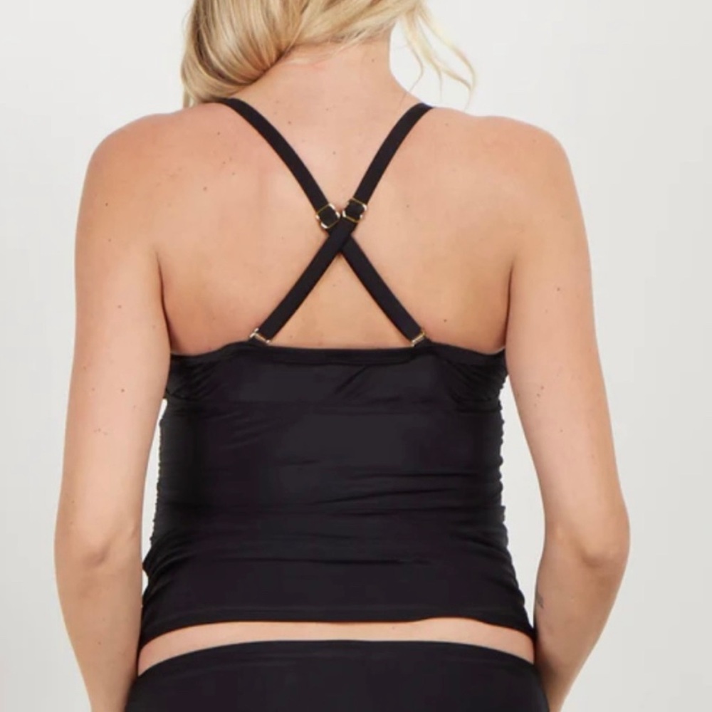 PinkBlush Maternity Black Swim Tankini Top - Picture 3 of 8